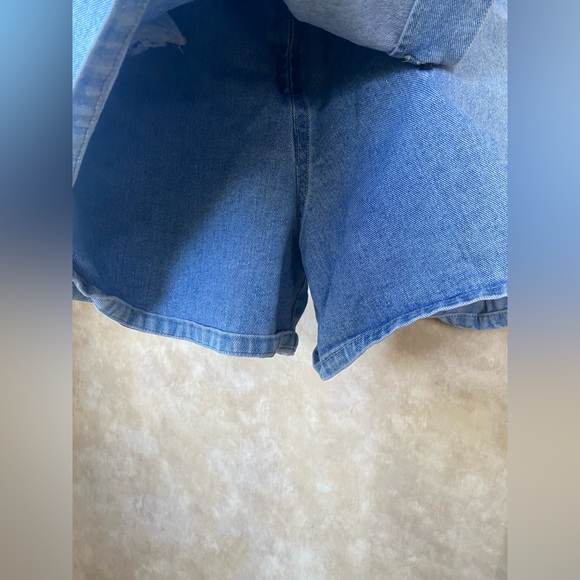 Bonjour Vintage Light Wash Denim Skirt Shorts Skort Overalls Two-tone Buttons 9 - Picture 4 of 9
